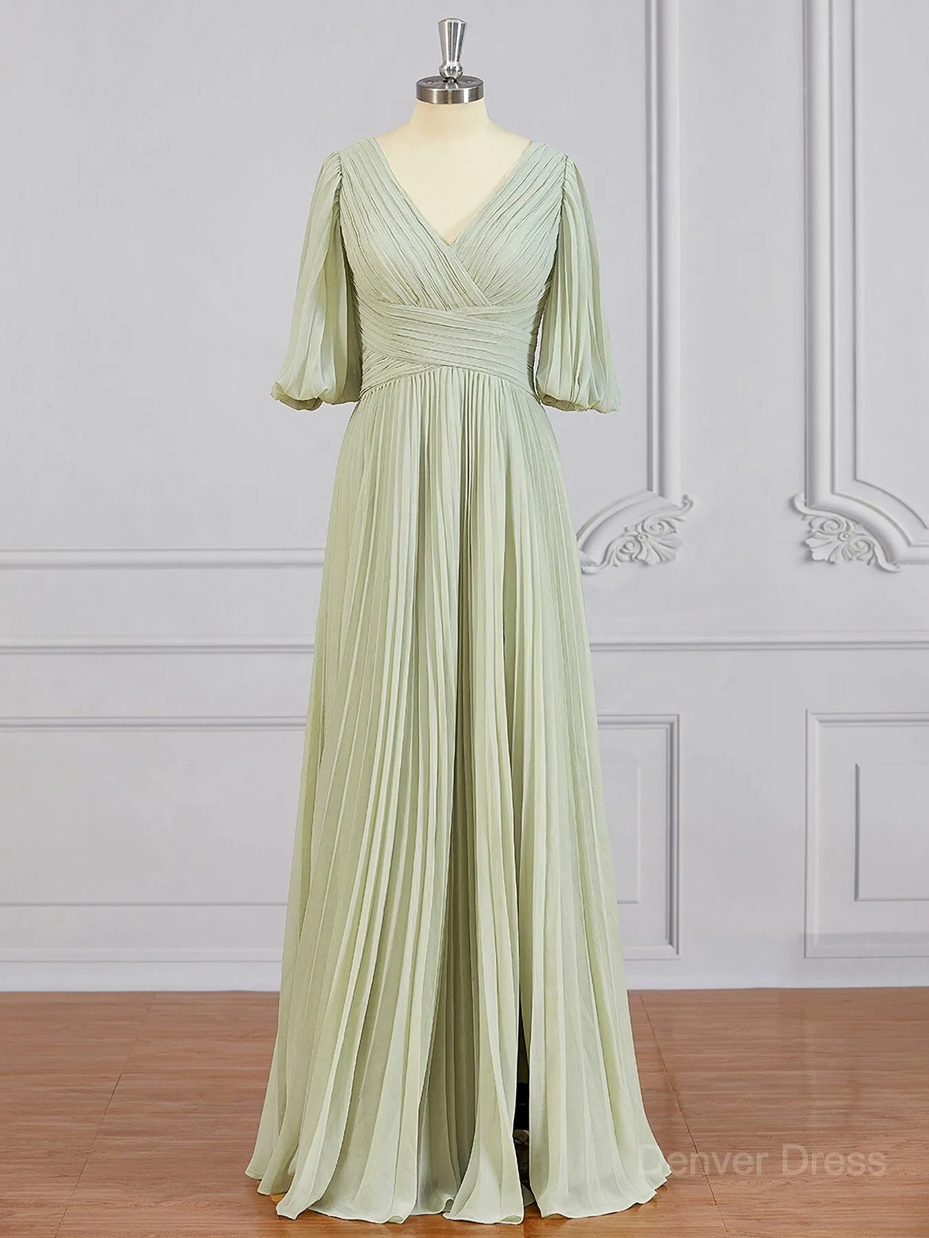 A-Line V-neck Floor-Length Chiffon Mother of the Bride Dresses
