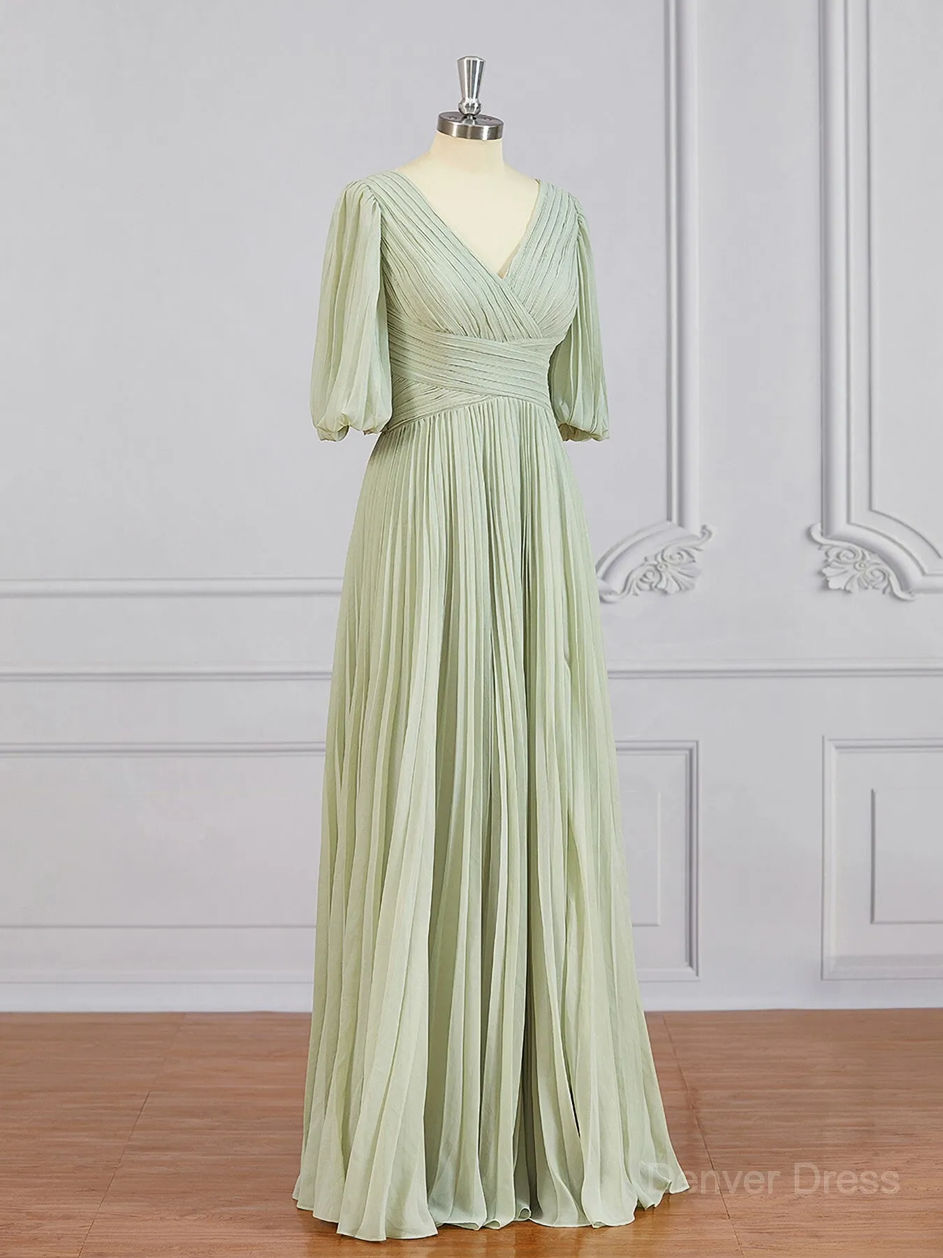 A-Line V-neck Floor-Length Chiffon Mother of the Bride Dresses