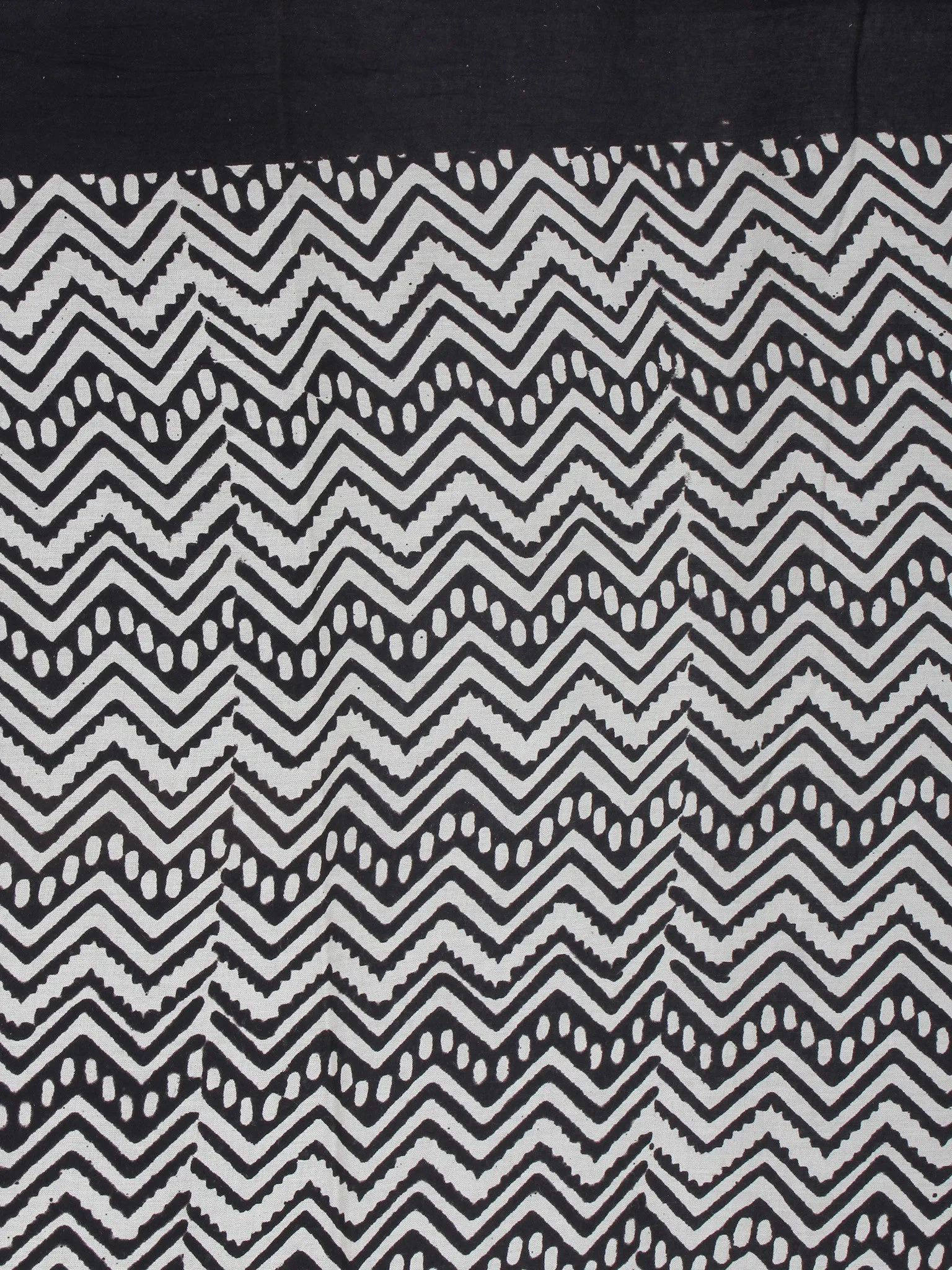 Beige Grey Black Hand Block Printed Cotton Saree in Natural Colors - S03170570