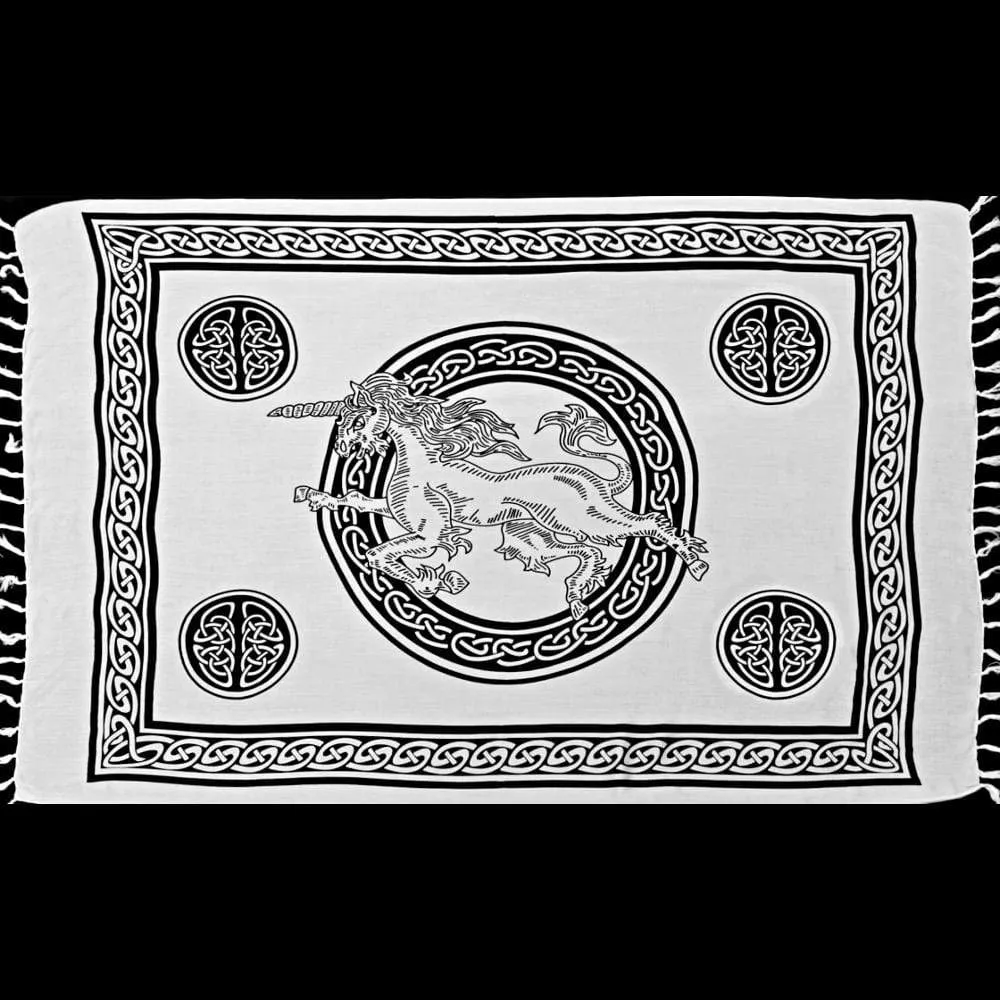 Black and White Celtic Unicorn Sarongs