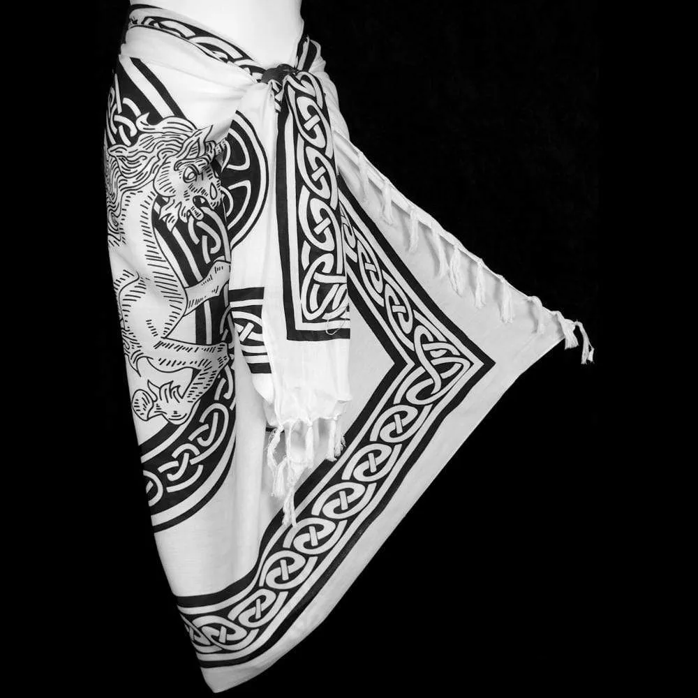Black and White Celtic Unicorn Sarongs