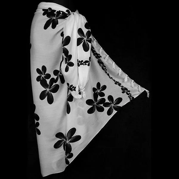 Black and White Hibiscus Sarongs