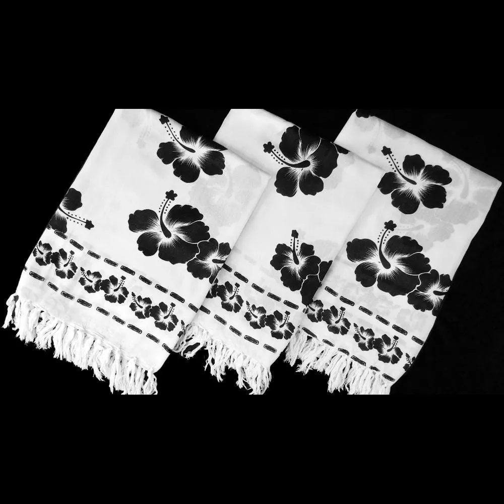 Black and White Hibiscus Sarongs