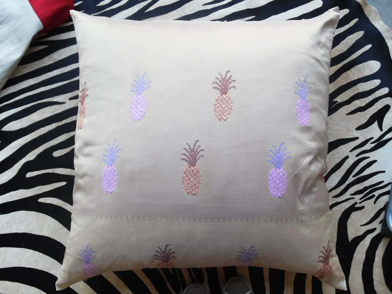 Burmese King Size Square Pillows Beige Pineapple