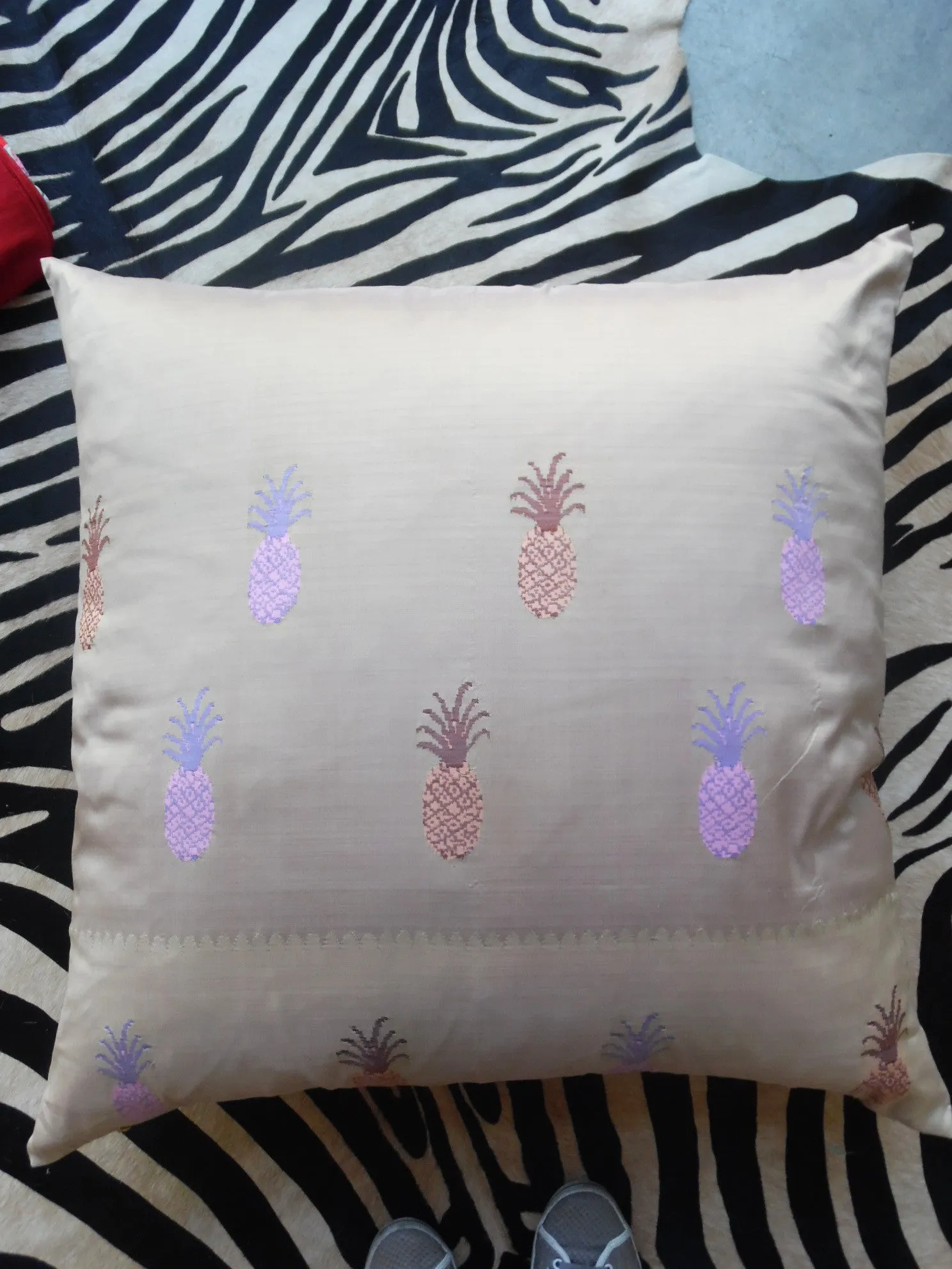 Burmese King Size Square Pillows Beige Pineapple