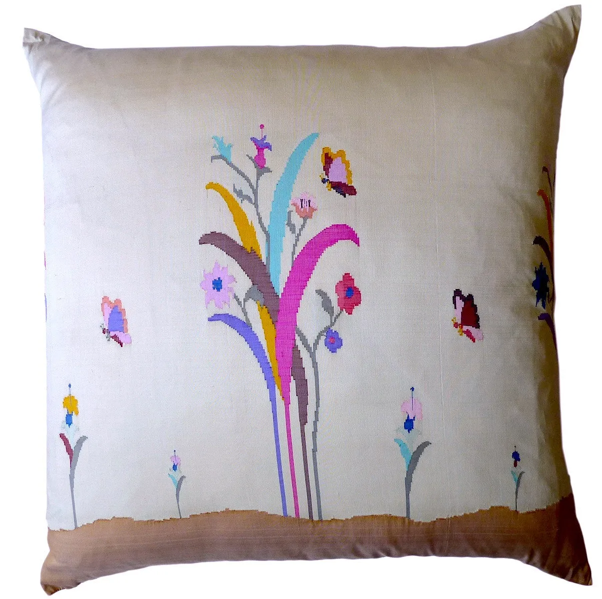 Burmese King Size Square Pillows Beige Pineapple