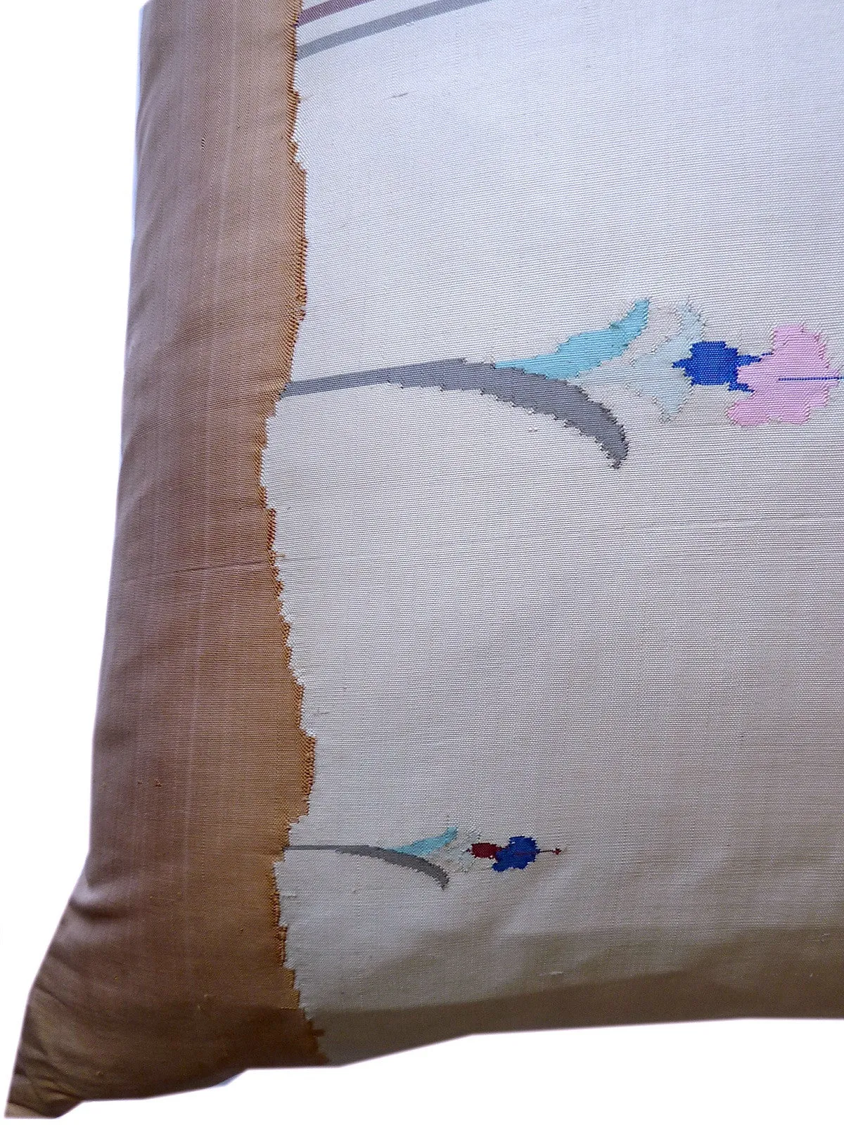 Burmese King Size Square Pillows Ivory Beige Floral