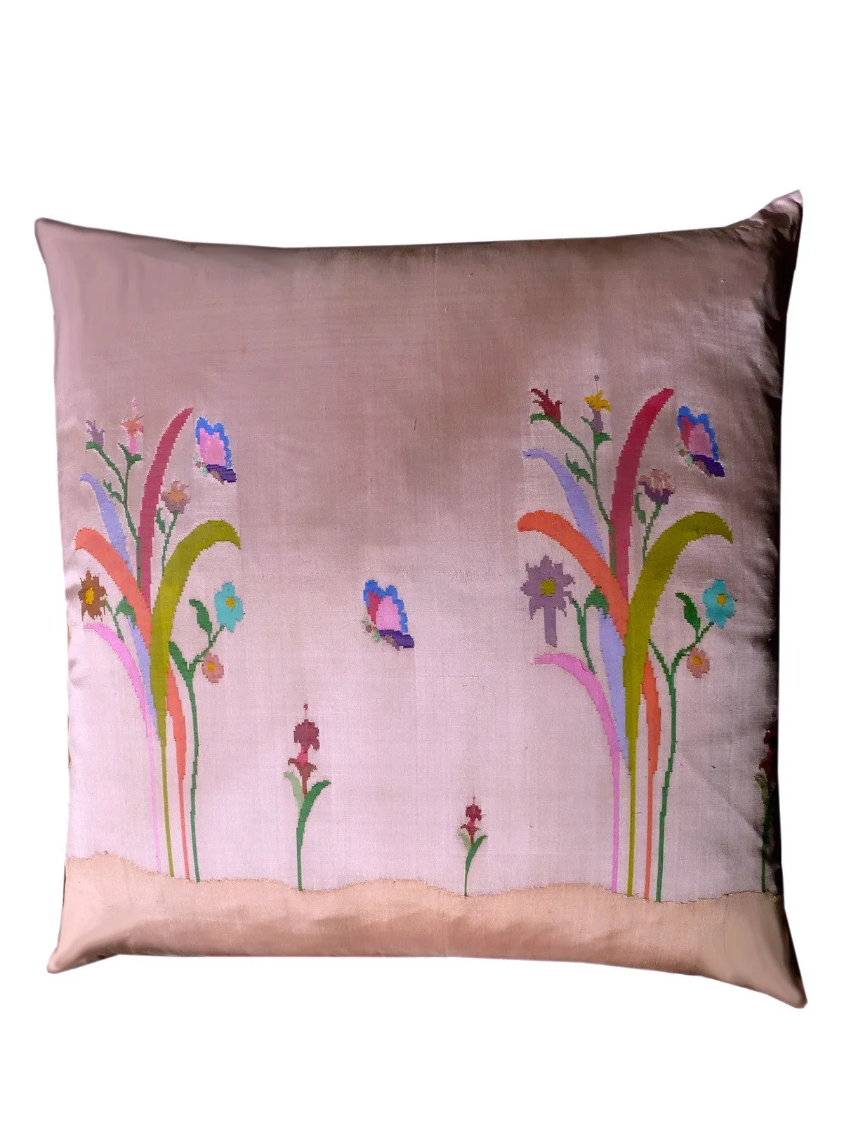 Burmese Silk 30" Euro Or Floor Pillows Pink Floral
