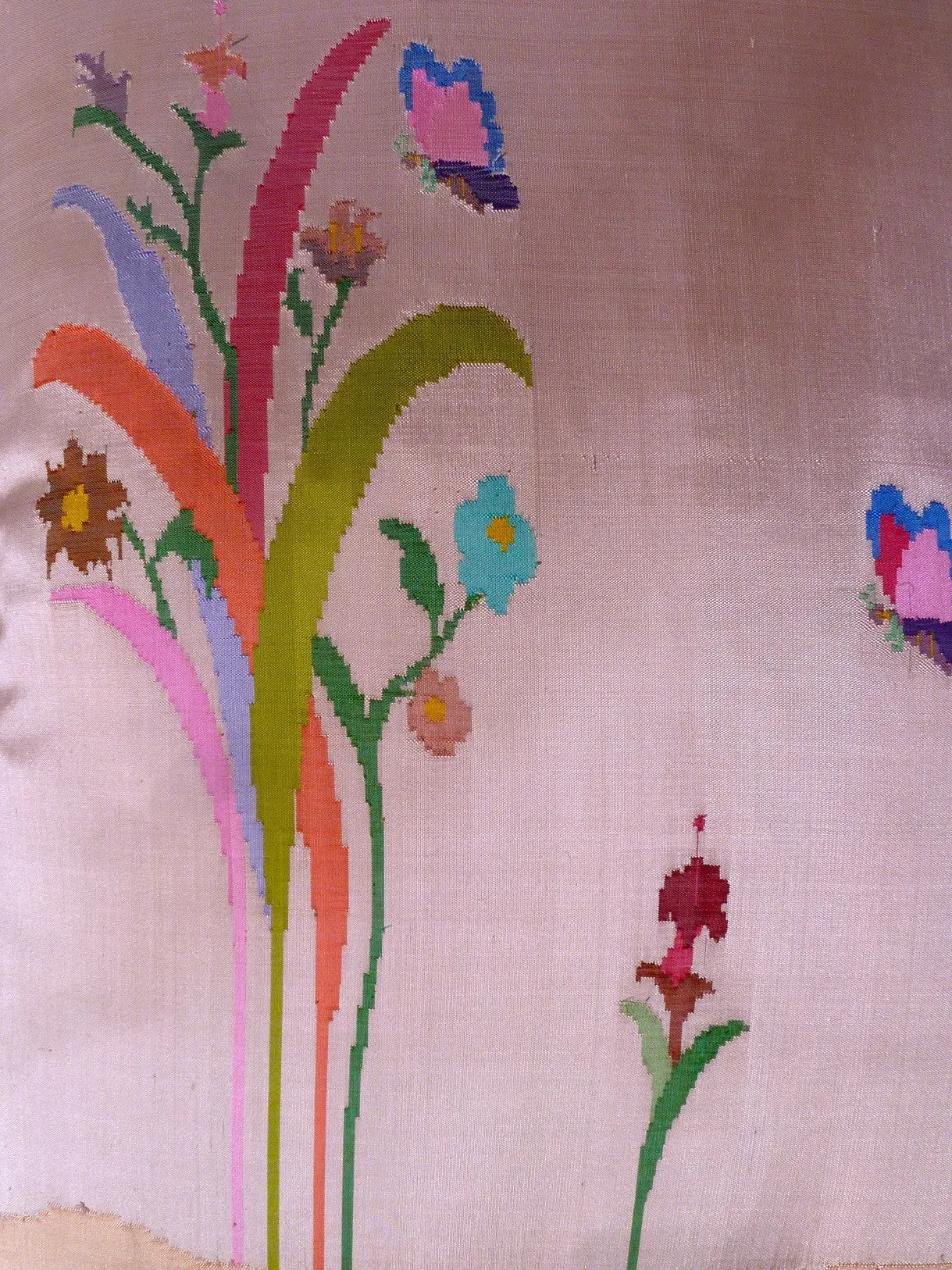 Burmese Silk 30" Euro Or Floor Pillows Pink Floral