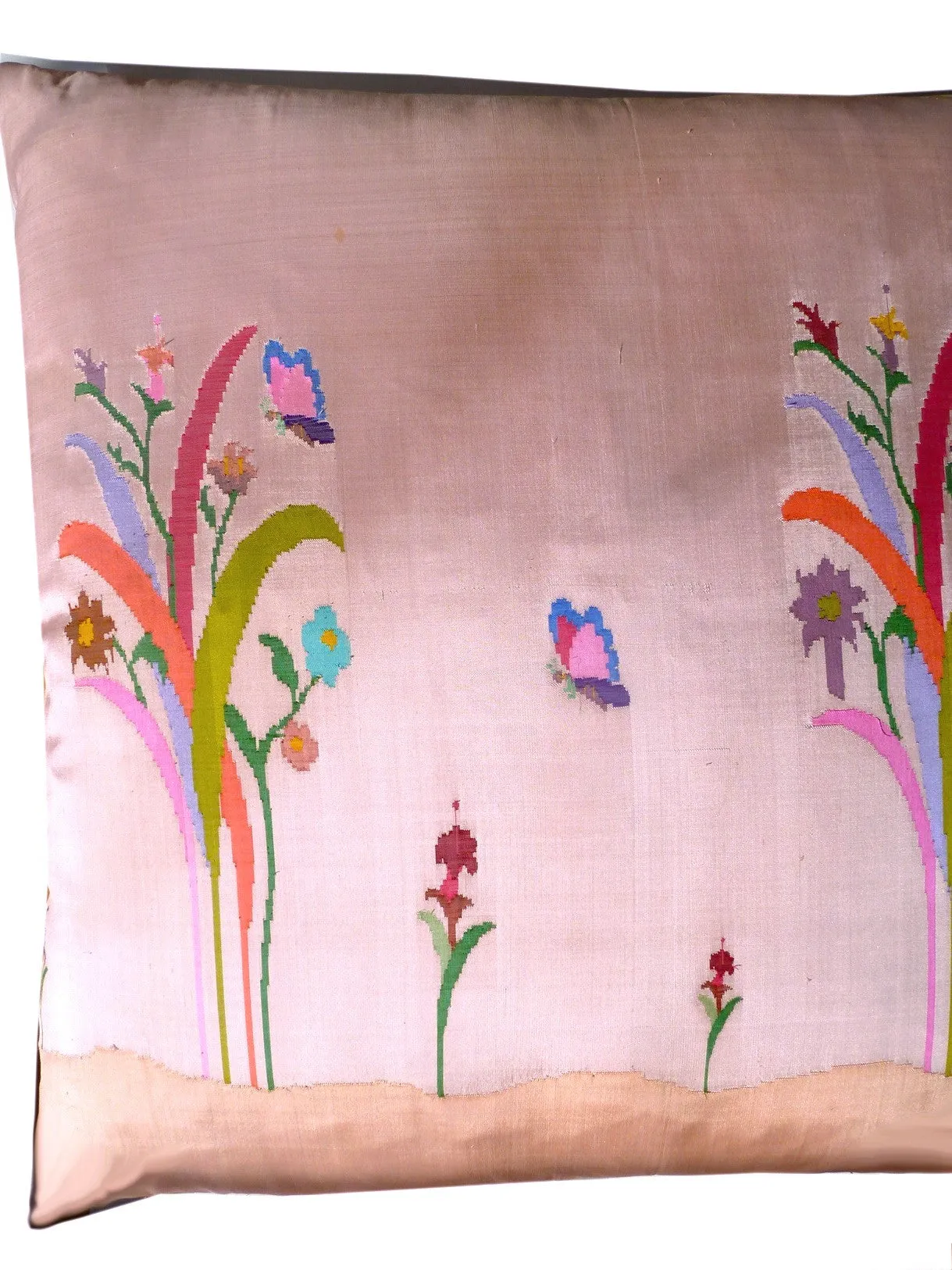 Burmese Silk 30" Euro Or Floor Pillows Pink Floral