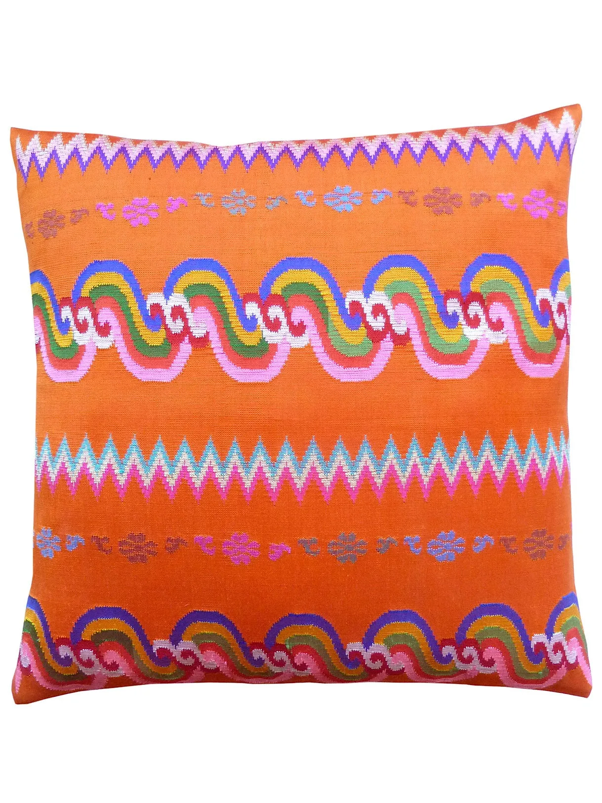 Burmese Silk Pillow Orange Chevron