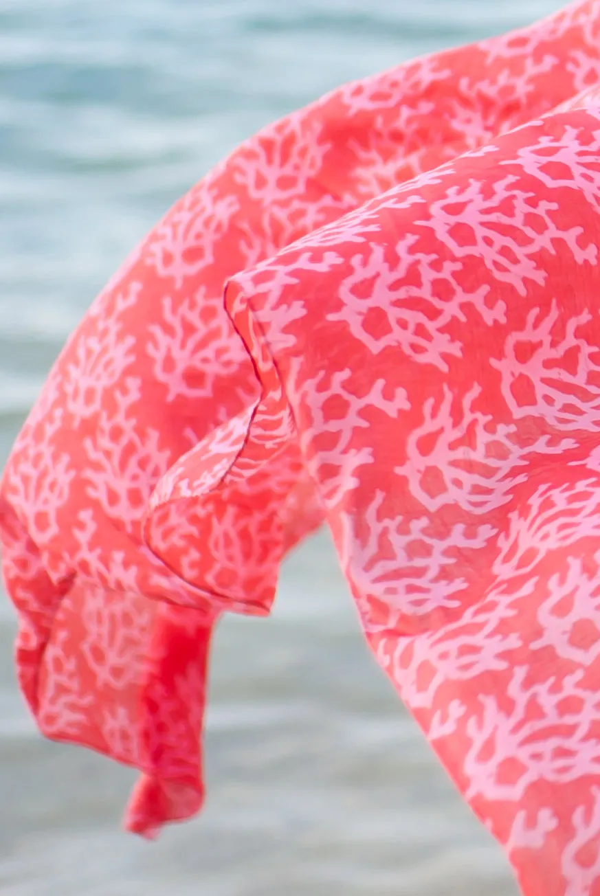 Coral Printed Cotton Sarong Pareo