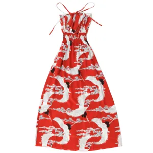 Crane (Long Halter Dress) - Red