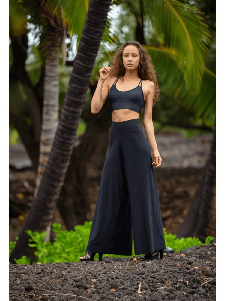 Fluity Luxe Palazzo Pants - SOLID BLACK