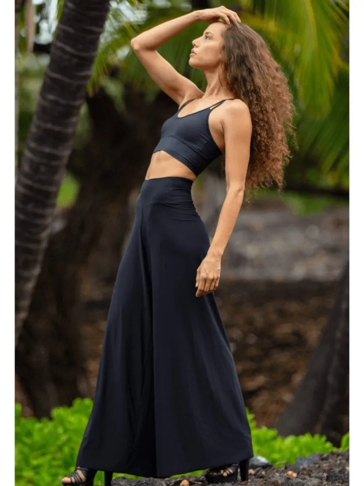 Fluity Luxe Palazzo Pants - SOLID BLACK