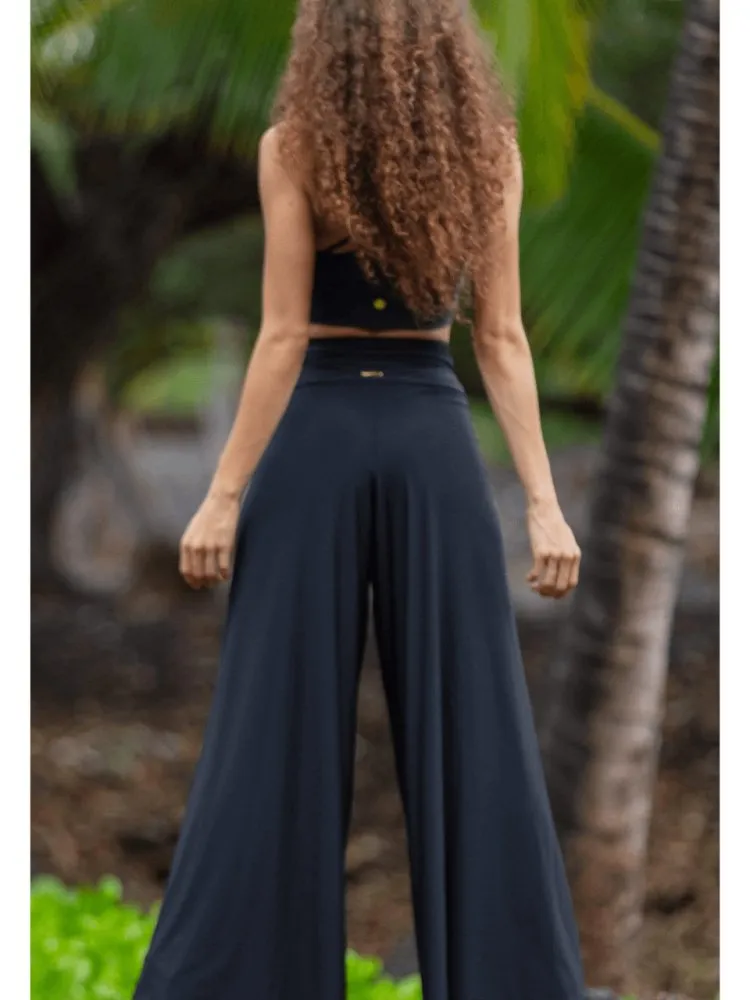Fluity Luxe Palazzo Pants - SOLID BLACK