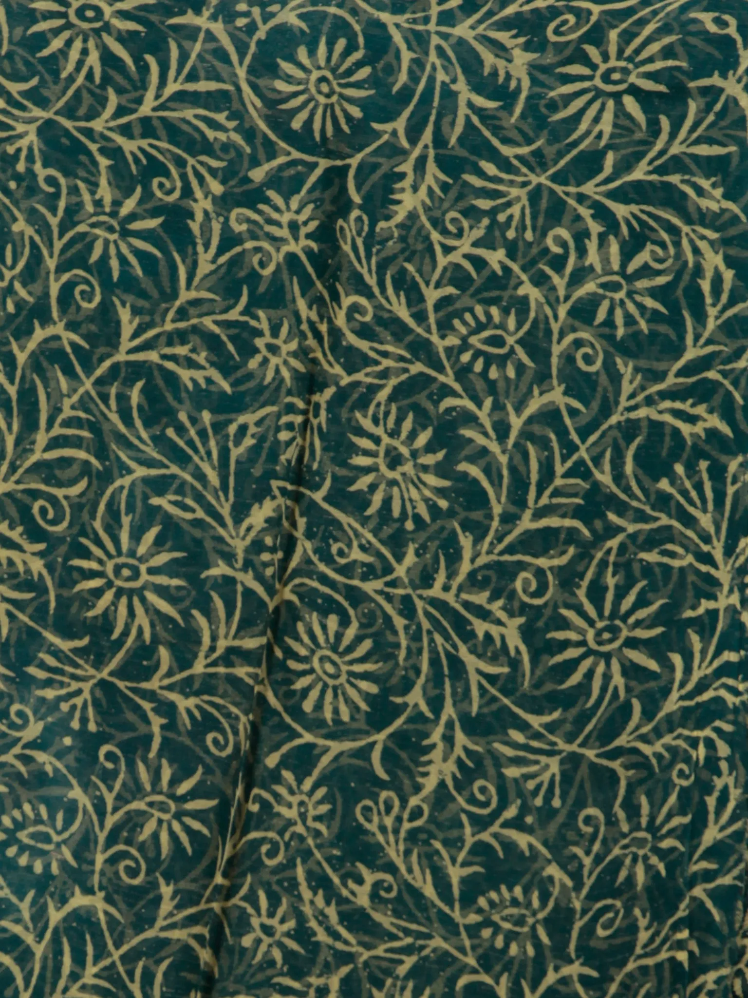 Green Yellow Coral Hand Block Printed Chiffon Saree with Zari Border - S031702771