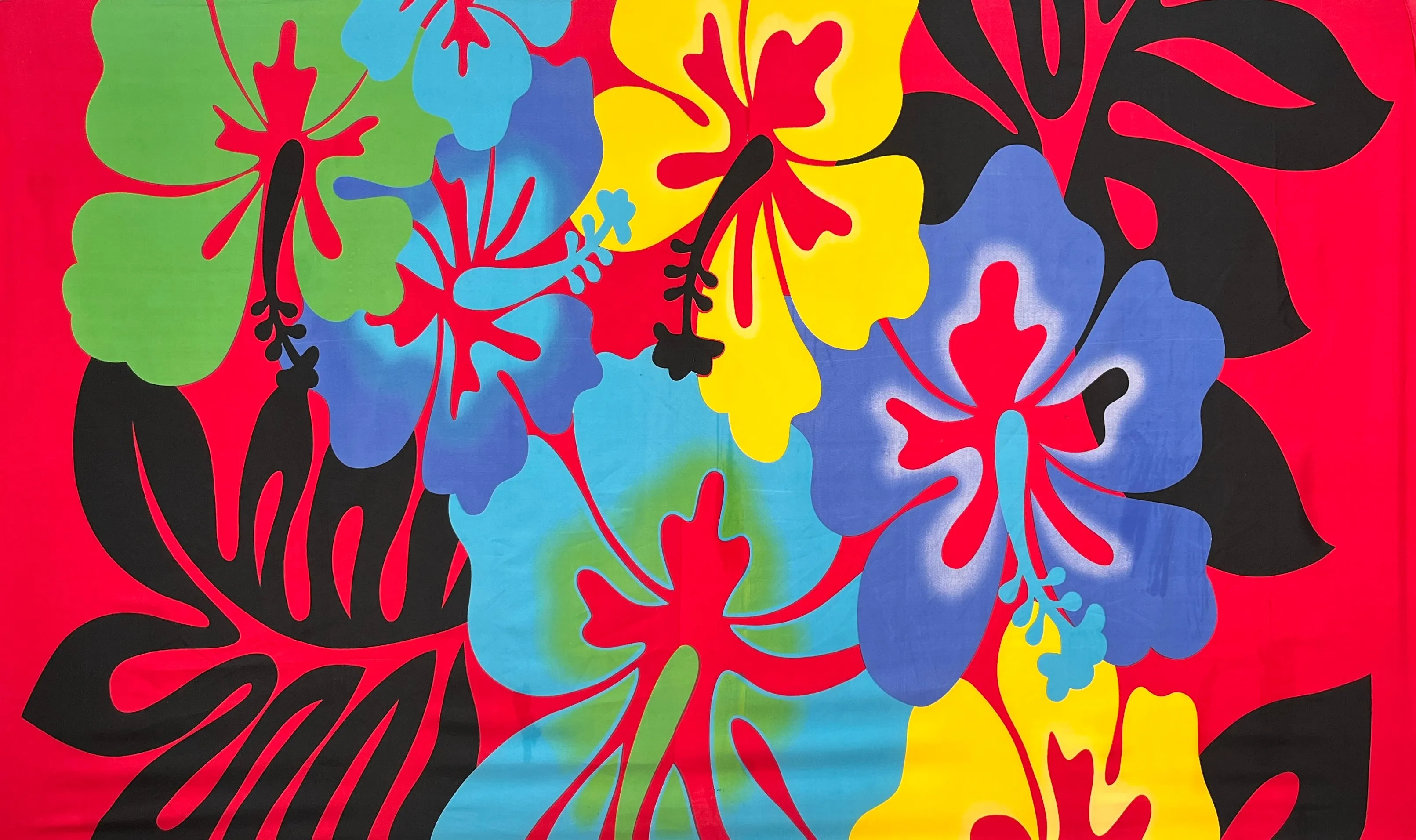 Hibiscus Airbrush Flowers Sarong