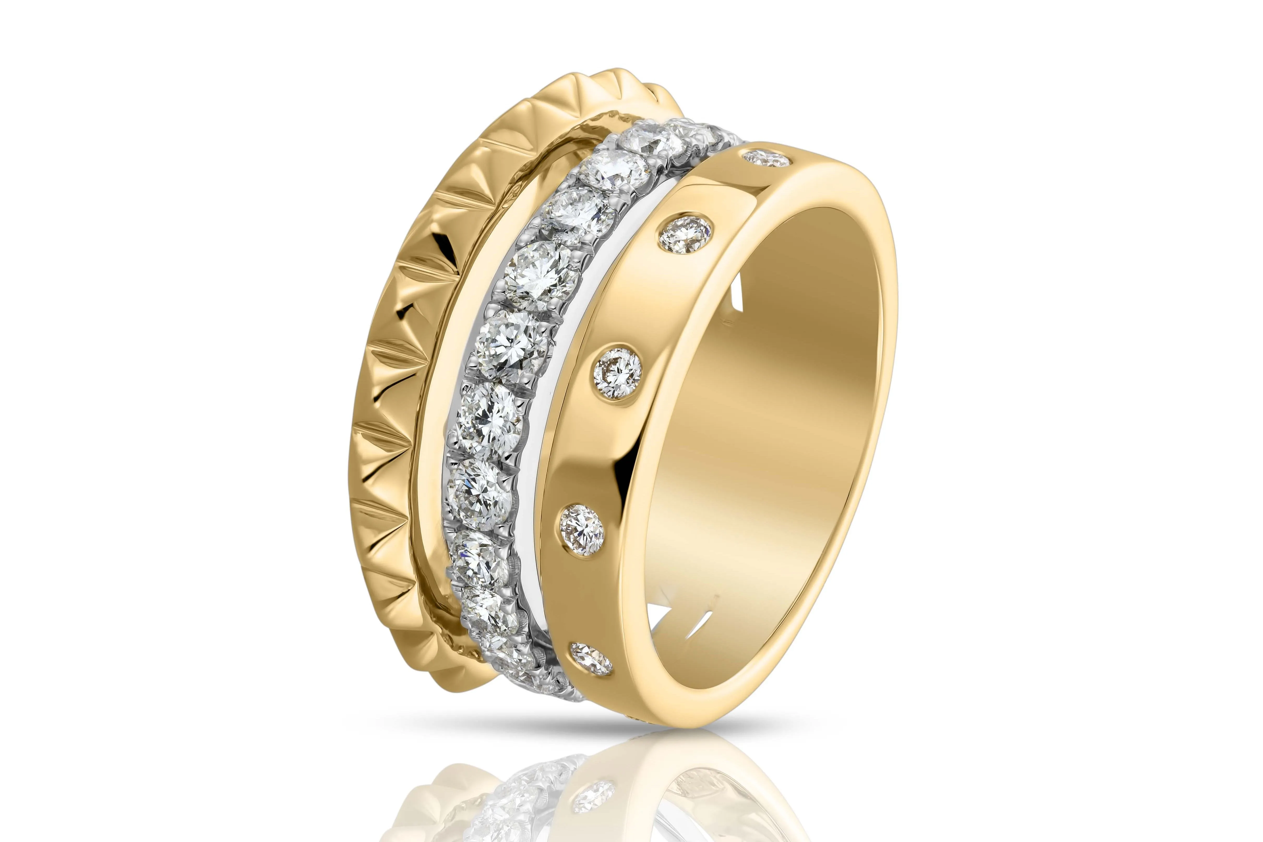 Hulchi Belluni 'Cubini' Two-Tone Wide Fashion Ring