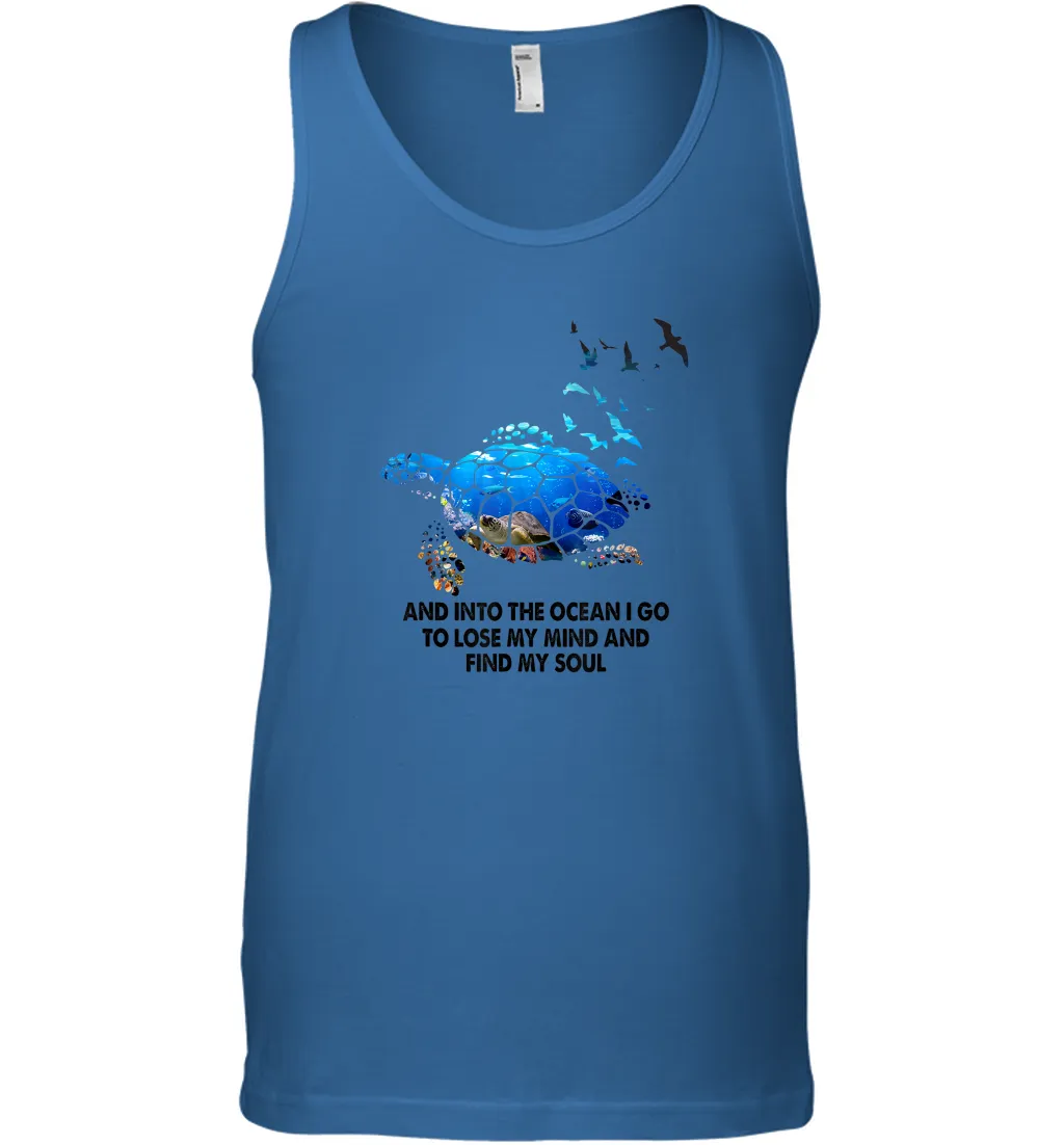 Into The Ocean I Go To Lose My Mind Turtle Lovers Gift Idea Men Cotton Tank Top