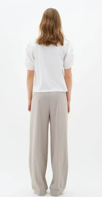Inwear Payana Woven Trim T-Shirt | White   Dusty Blush