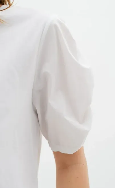 Inwear Payana Woven Trim T-Shirt | White   Dusty Blush