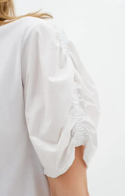 Inwear Payana Woven Trim T-Shirt | White   Dusty Blush