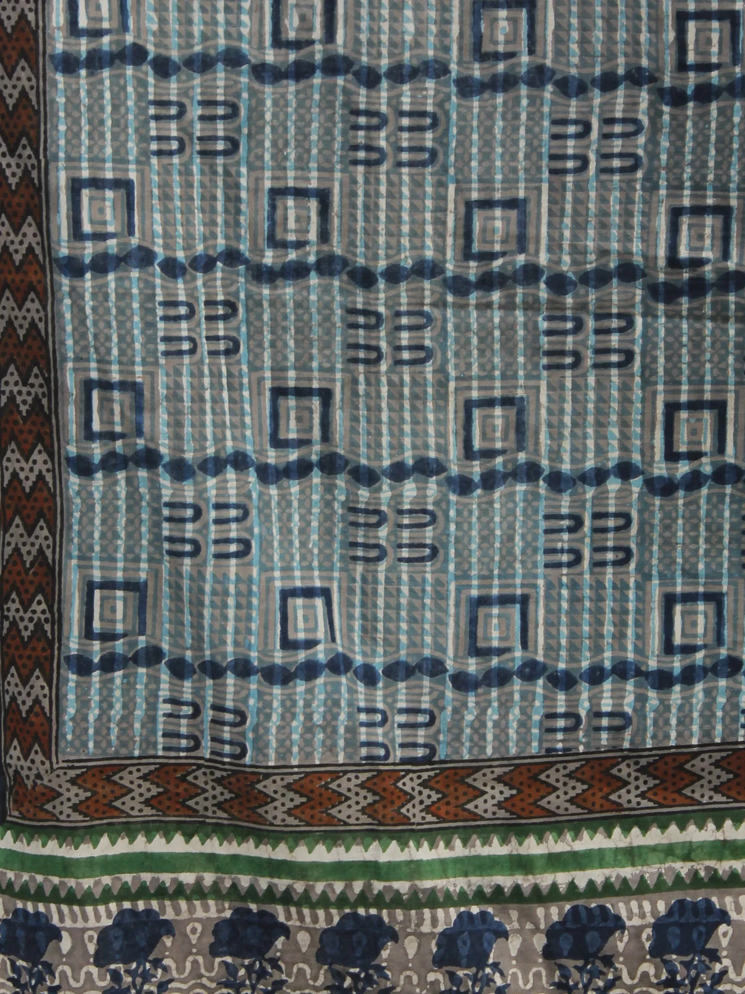 Kashish Indigo Blue Black Cotton Hand Block Printed Dupatta - D04170180