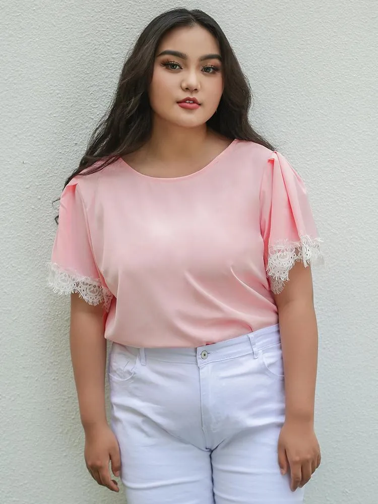 Lace Sleeve Chiffon Blouses