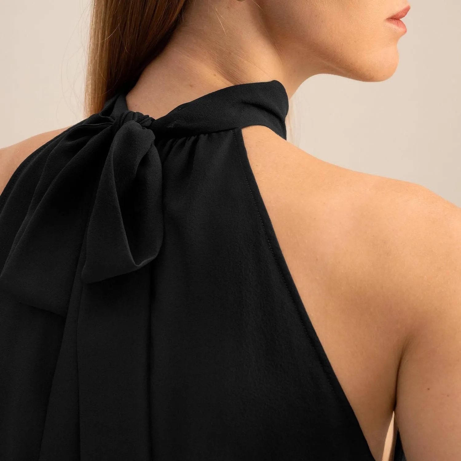 LILYSILK Lilysilk Women's Silk Halter Neck Top with Georgette Straps black