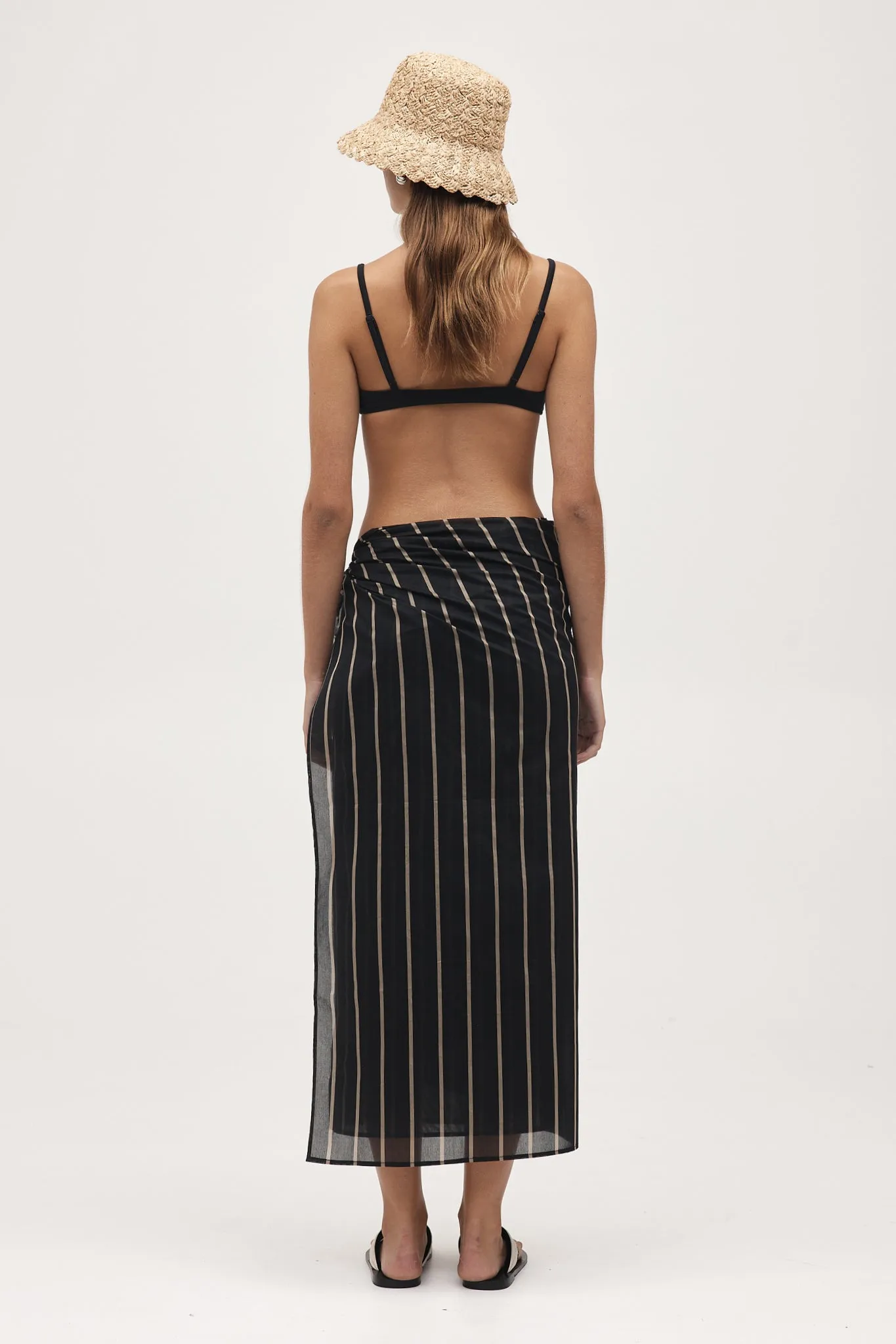 Marle Hattie Sarong - Cotton/Silk - Black Stripe