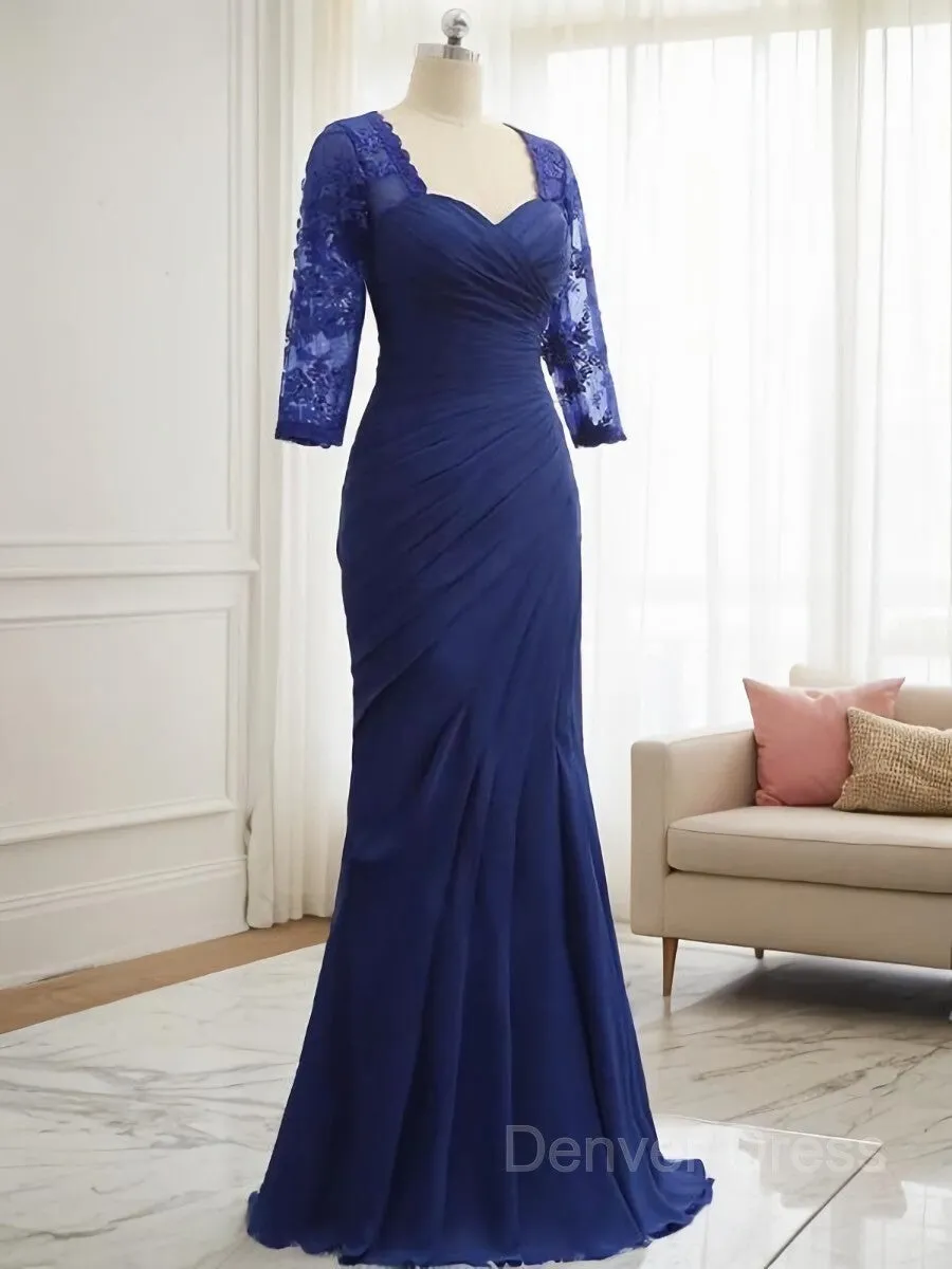 Mermaid Sweetheart Floor-Length Chiffon Mother of the Bride Dresses With Lace