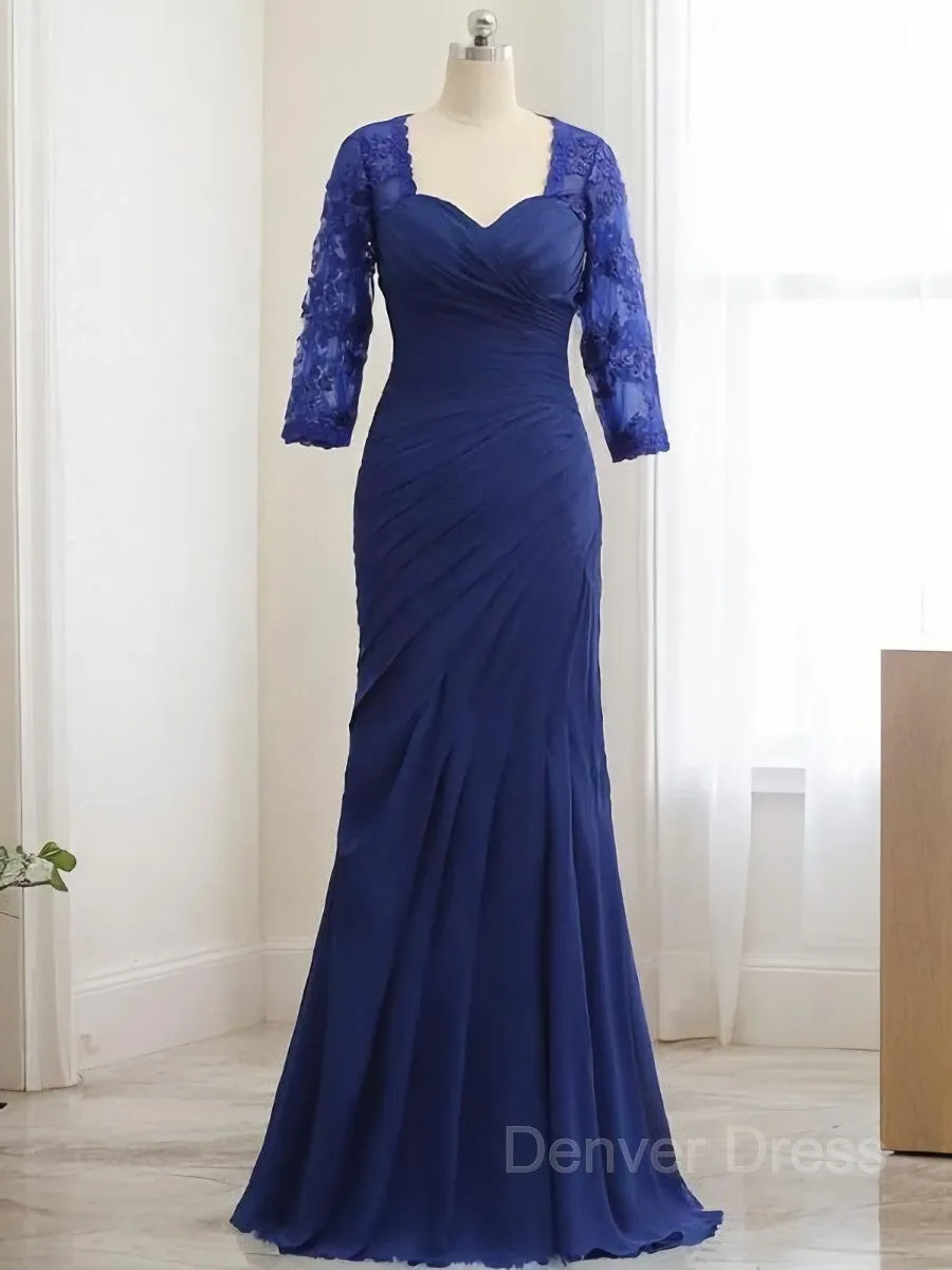 Mermaid Sweetheart Floor-Length Chiffon Mother of the Bride Dresses With Lace