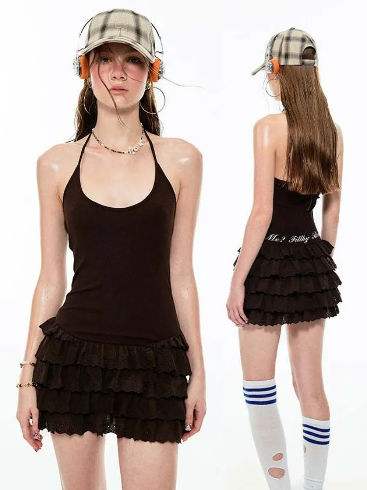 Multilayer Cake Halter Neck Suspender Dress【s0000009139】