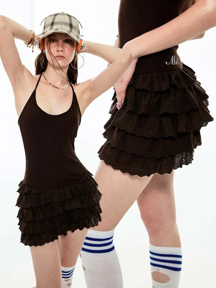 Multilayer Cake Halter Neck Suspender Dress【s0000009139】