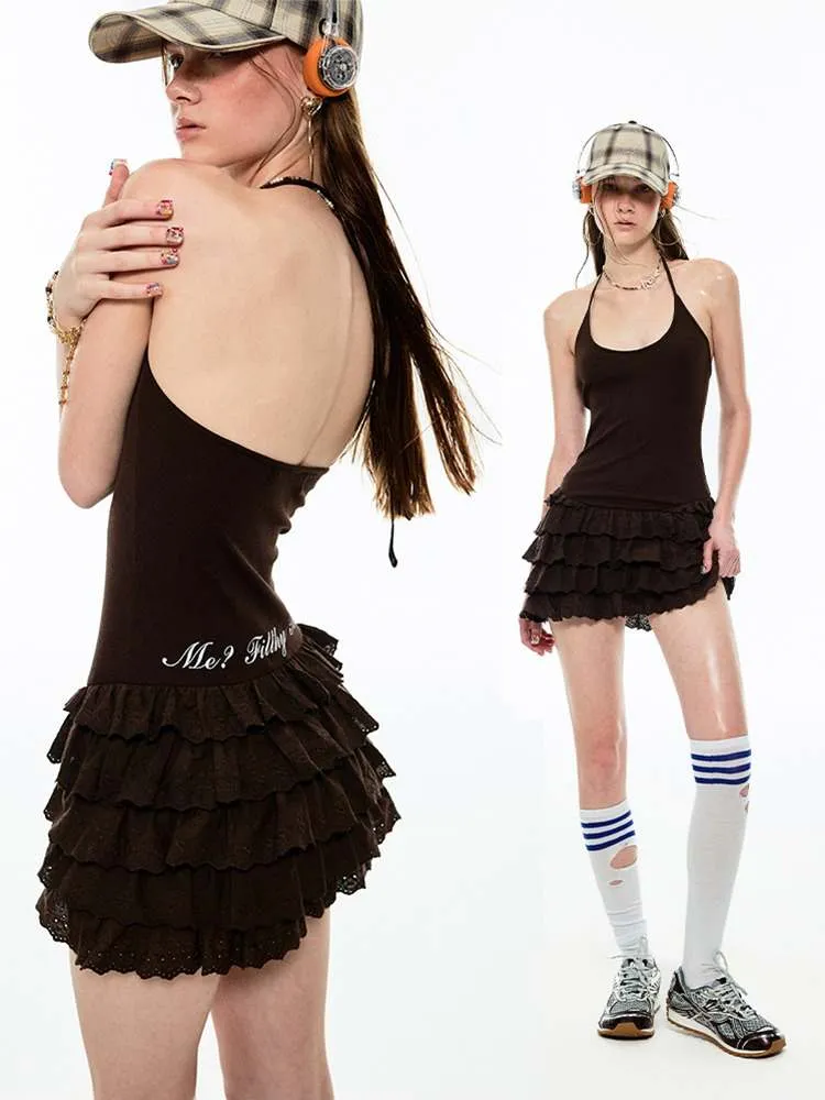 Multilayer Cake Halter Neck Suspender Dress【s0000009139】