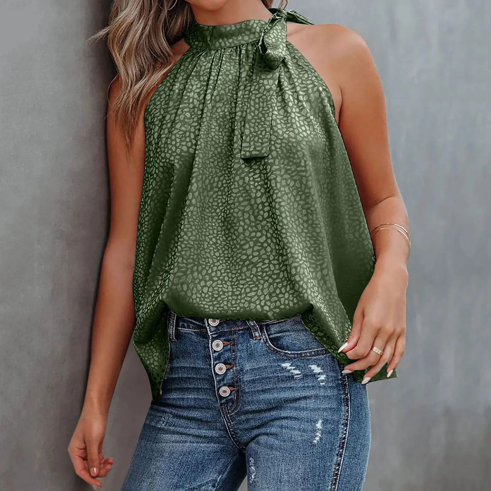Off-Shoulder Halter Chiffon Solid Sleeveless Women's Vest Cami Top