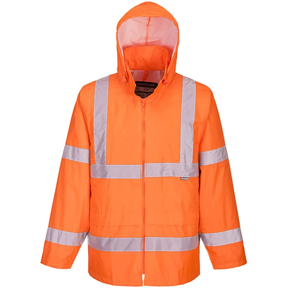 Orange / Yellow Mesh Lined Hi Vis Waterproof Jacket