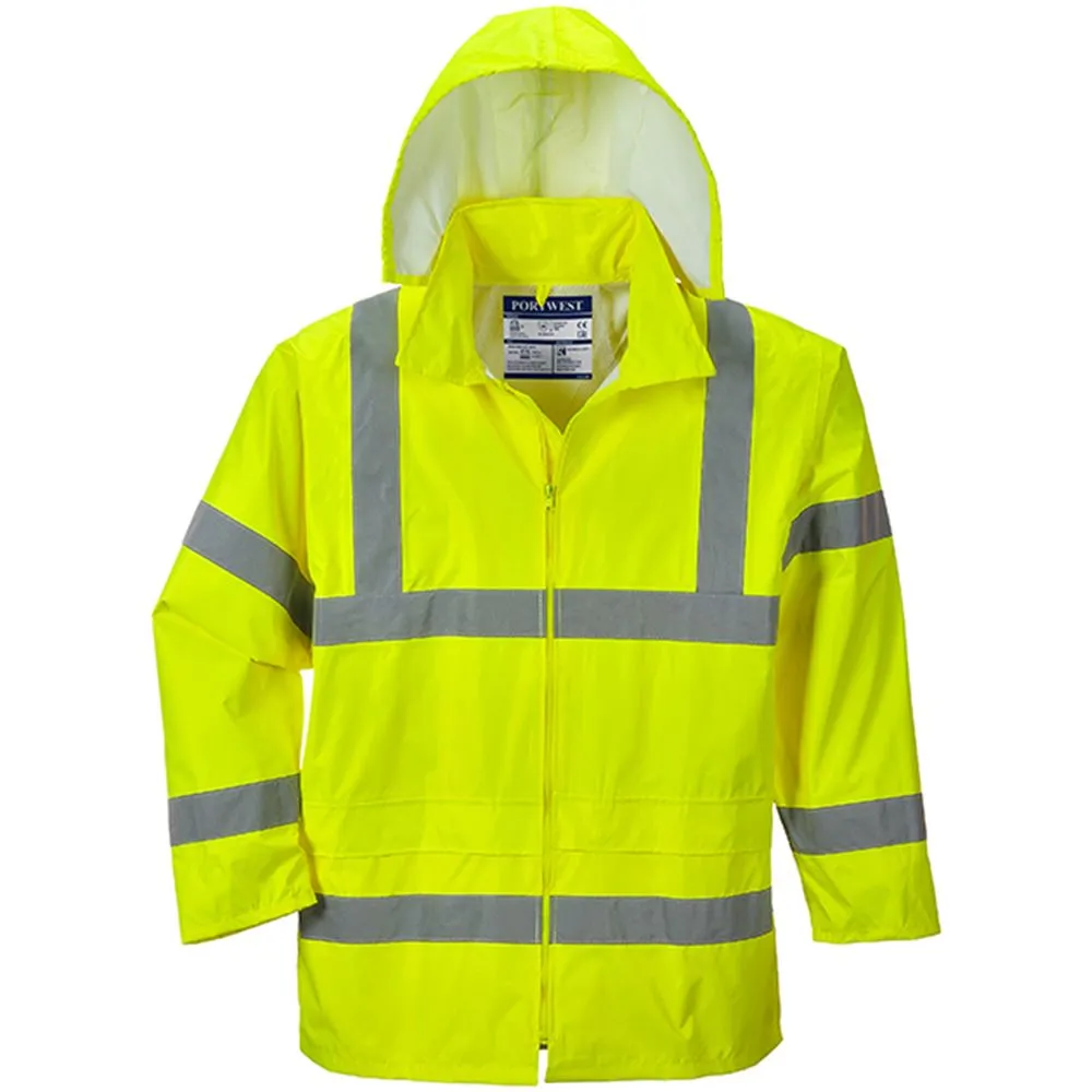 Orange / Yellow Mesh Lined Hi Vis Waterproof Jacket