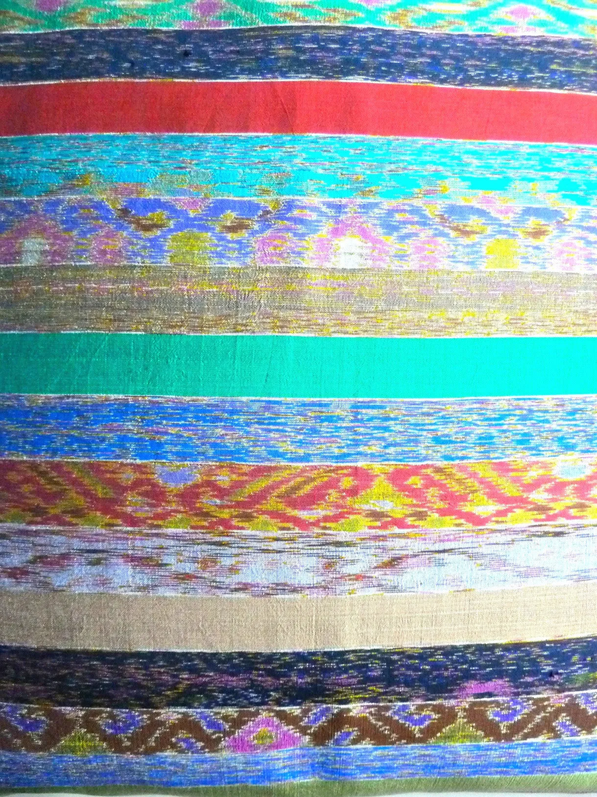 Pillow Thai Silk Tailored Stripe Orange Turquoise Purple