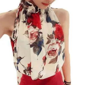 Plus Size - Rose Print Sleeveless Halter Necks (US 14-22)