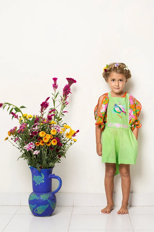 Pomme Playsuit Apple with bird hand stitch