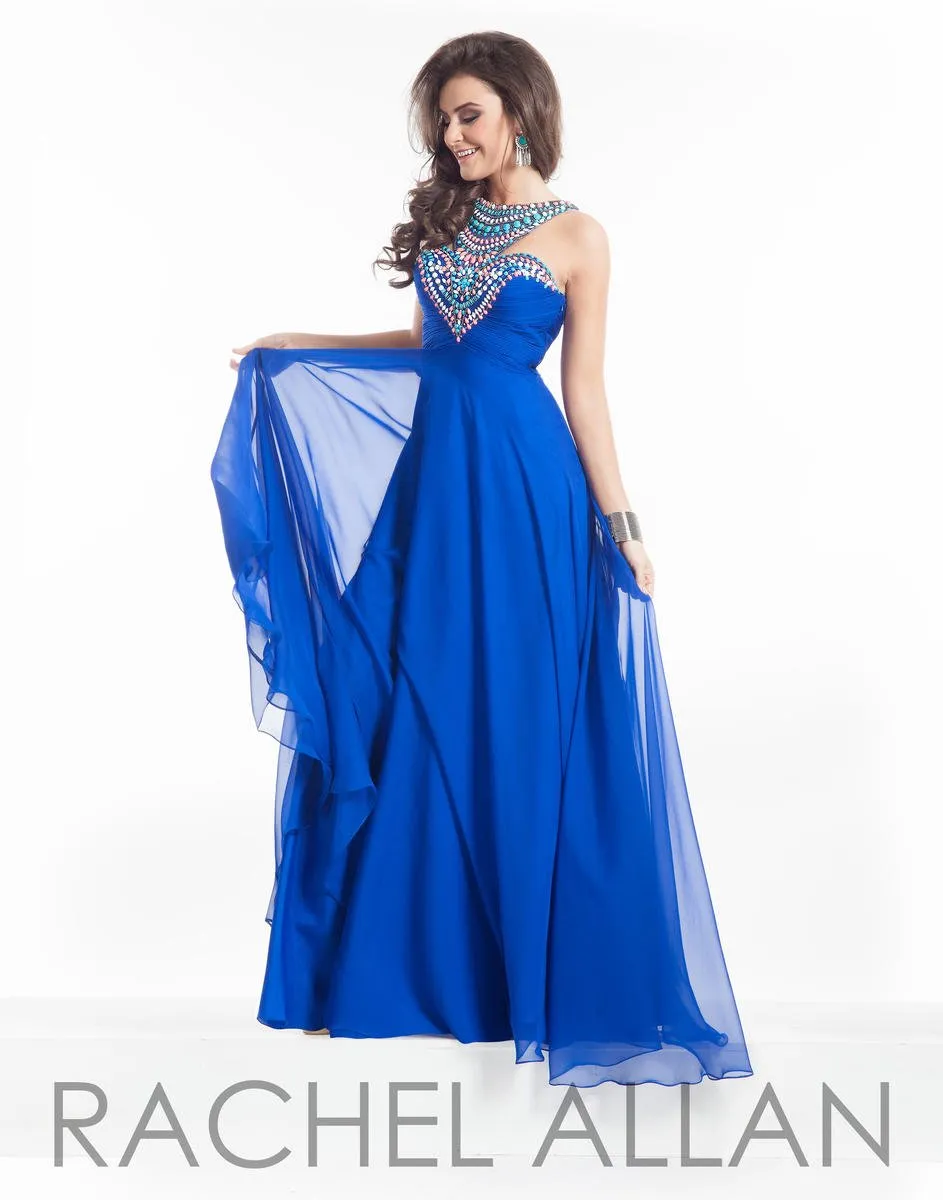 Rachel Allan 9006 Royal Blue Chiffon Dress