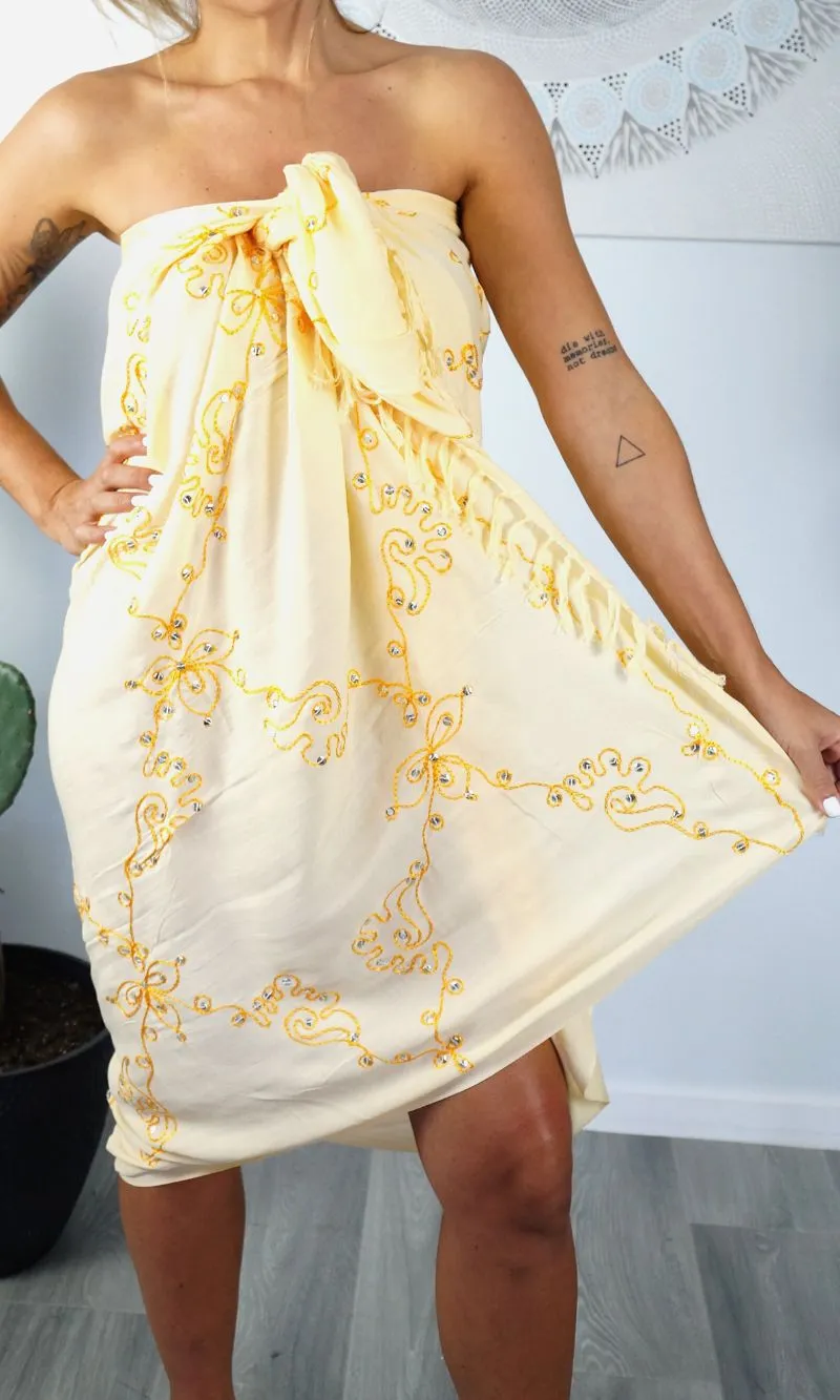 Rayon Sarong Embroidered/Sequined Plain, More Colours