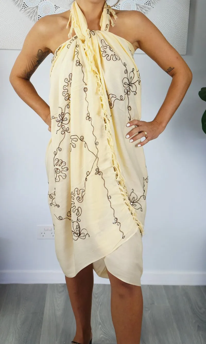 Rayon Sarong Embroidered/Sequined Plain, More Colours
