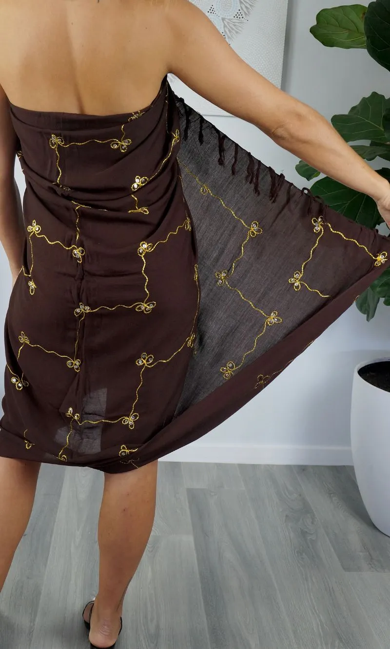 Rayon Sarong Embroidered/Sequined Plain, More Colours