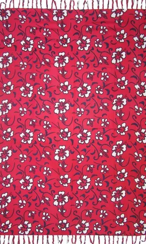 Rayon Sarong hibiscus Red