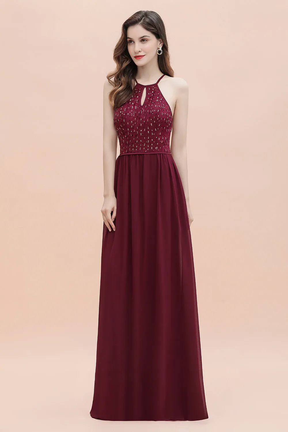 Spaghetti Straps Elegant A-Line Evening Dress Sequins Maxi Prom Dress Cross Straps