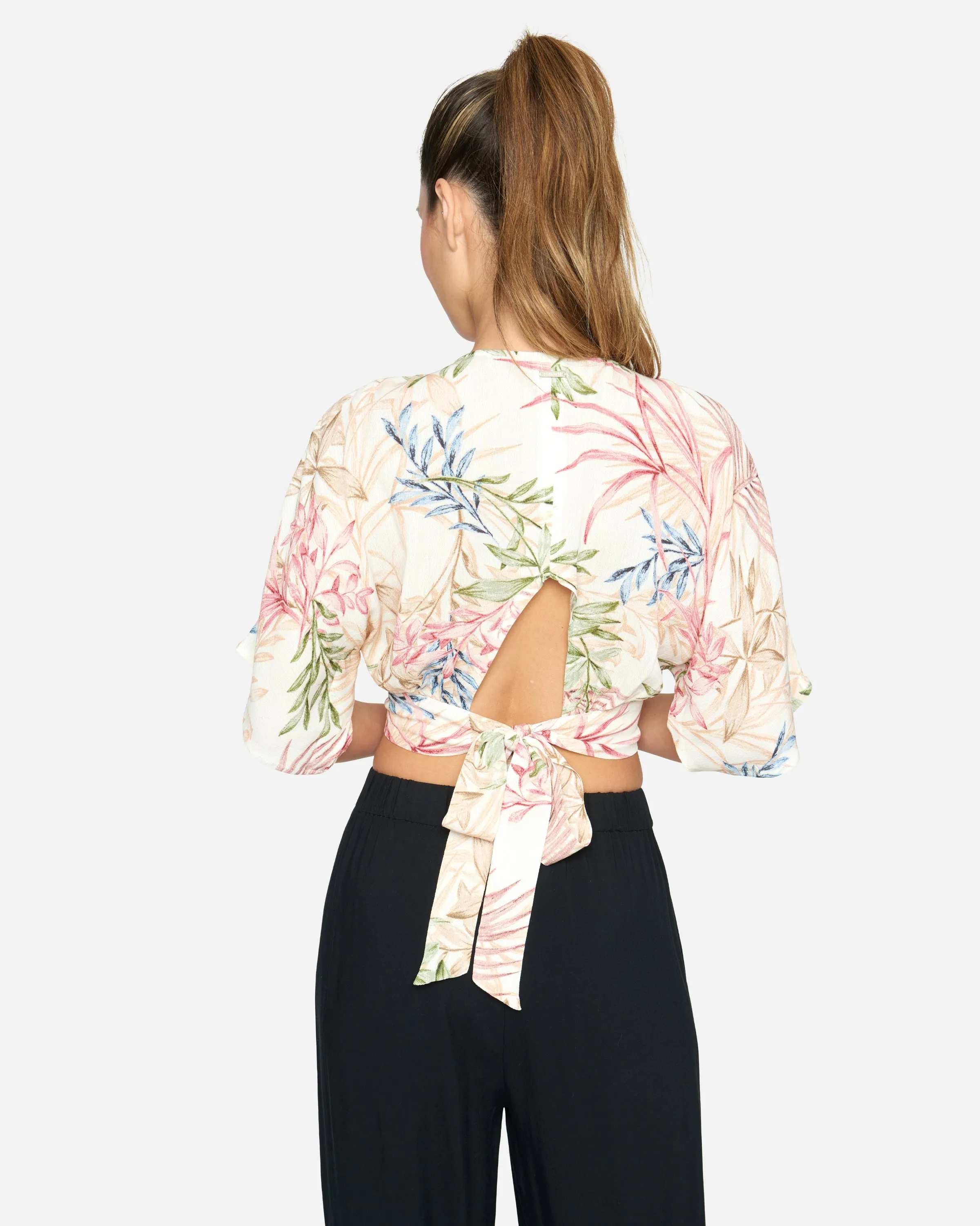 SUMMER PALM FLOUNCE TOP