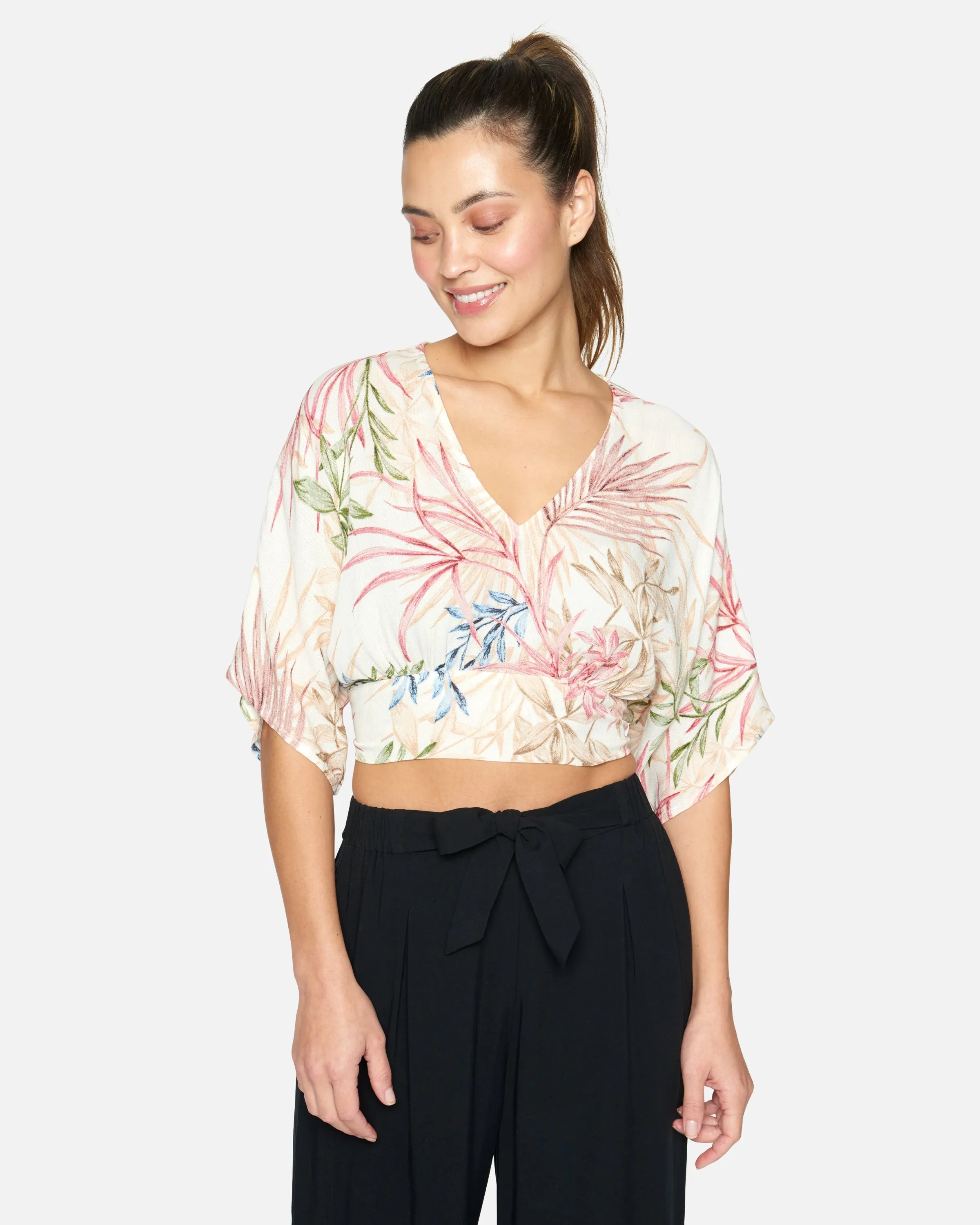 SUMMER PALM FLOUNCE TOP